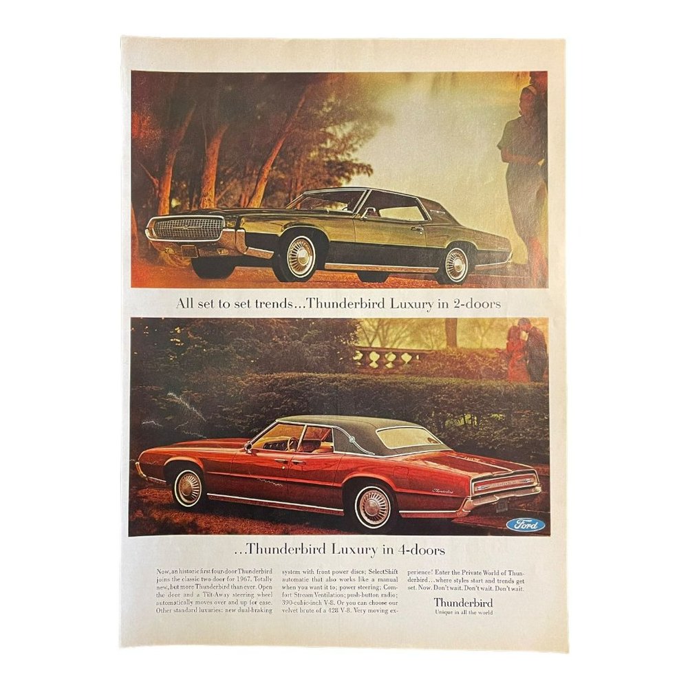 1967 Ford Thunderbird Luxury 2 Door 4 Door T Bird Vintage Print Ads Set Trends